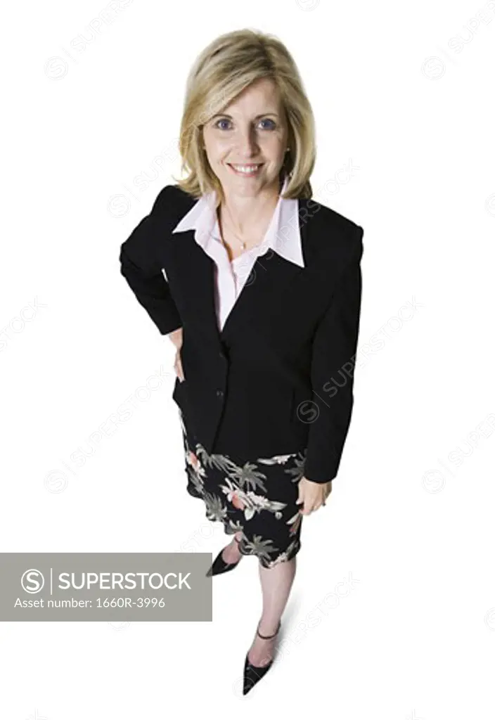 High angle view of a businesswoman smiling