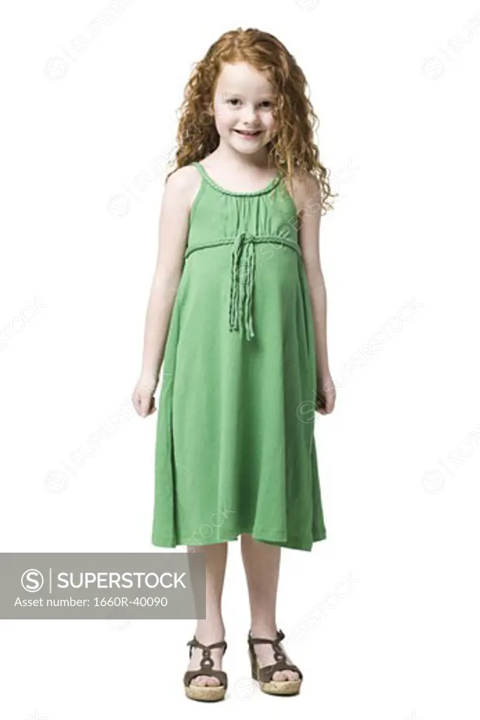 girl in a green dress