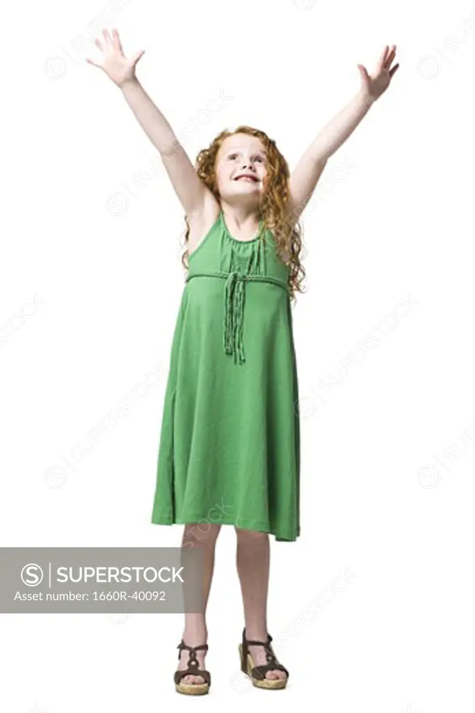 girl in a green dress