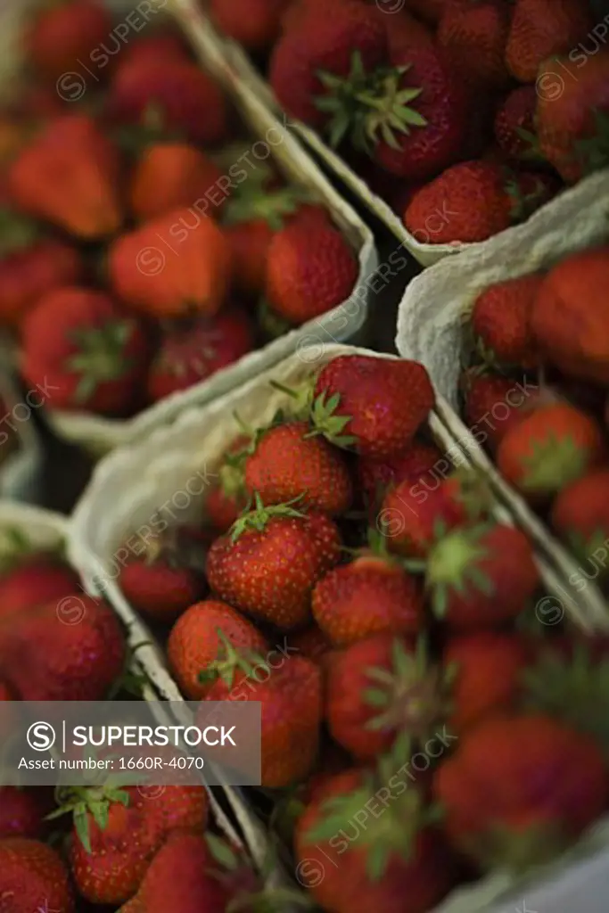 High angle view of strawberries