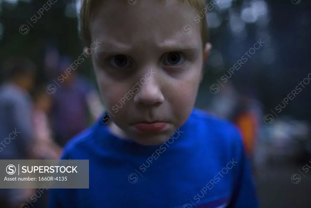 Portrait of a boy making a face