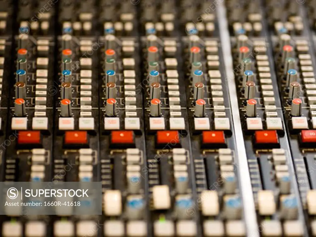 control panel in a recording studio