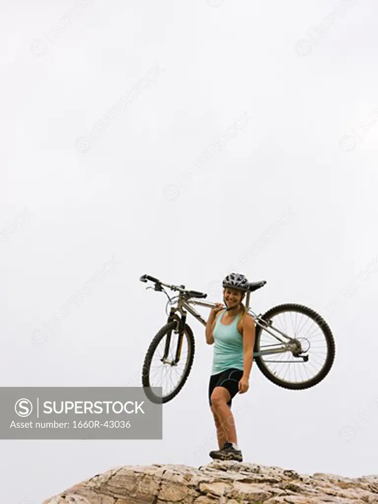 mountain biker on a rocky ridge
