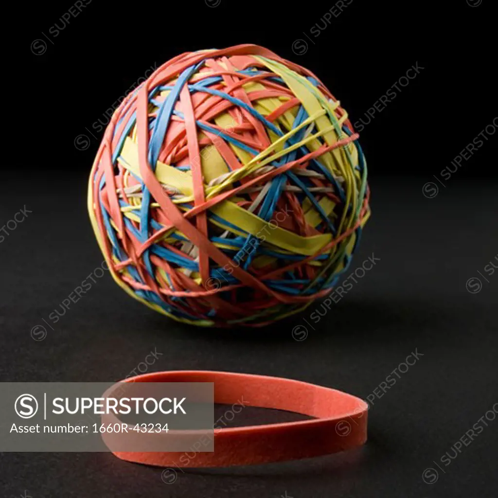 rubber band and a rubber band ball