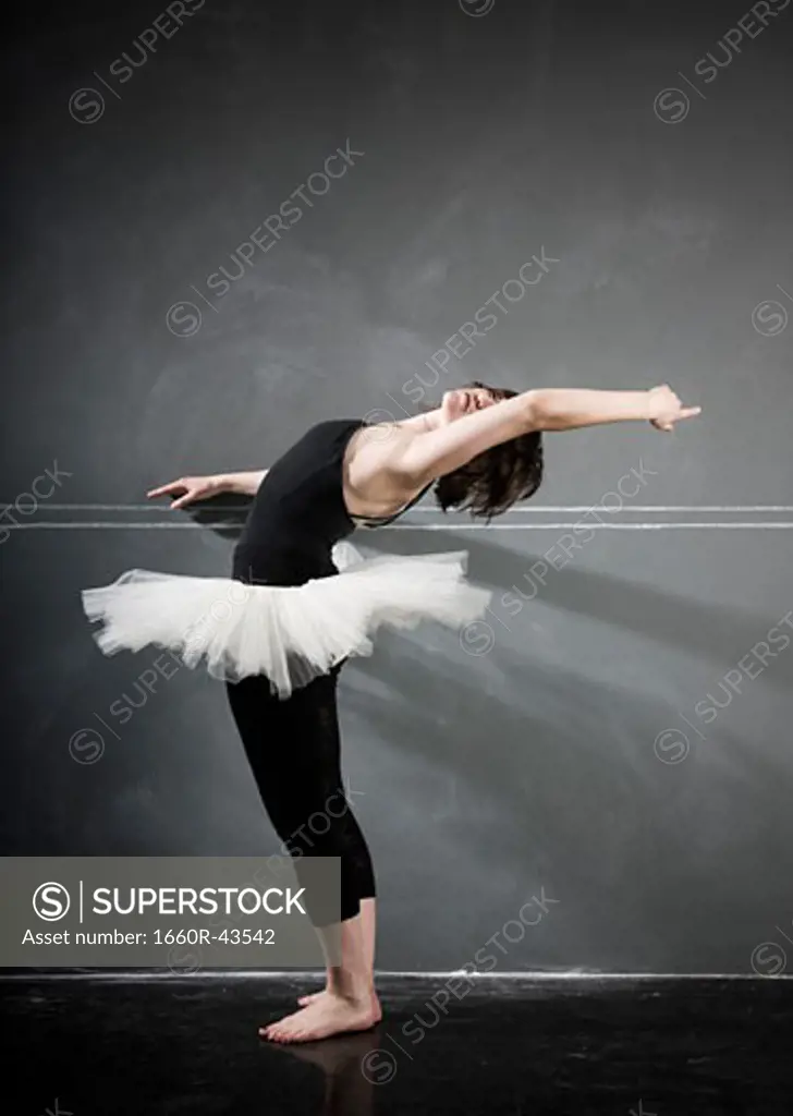 ballerina against a blackboard
