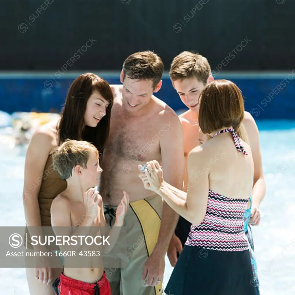 family at a water park