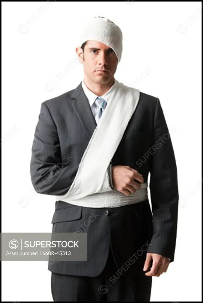 businessman with bandages on