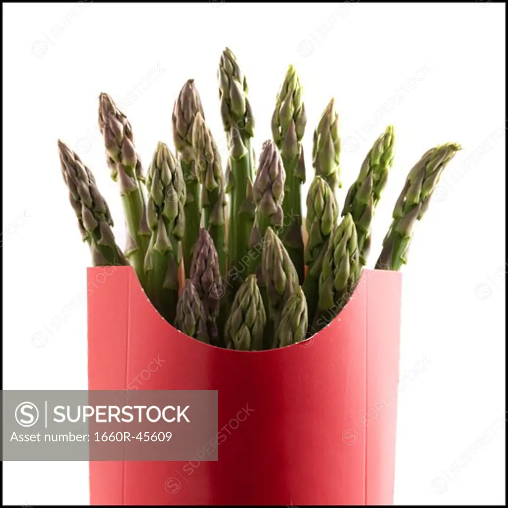 asparagus in a french fry container