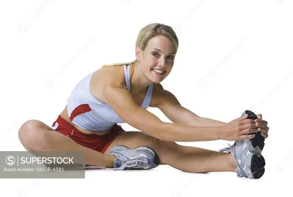Close-up of a young woman exercising
