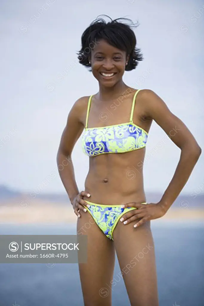 Portrait of a young woman in a bikini