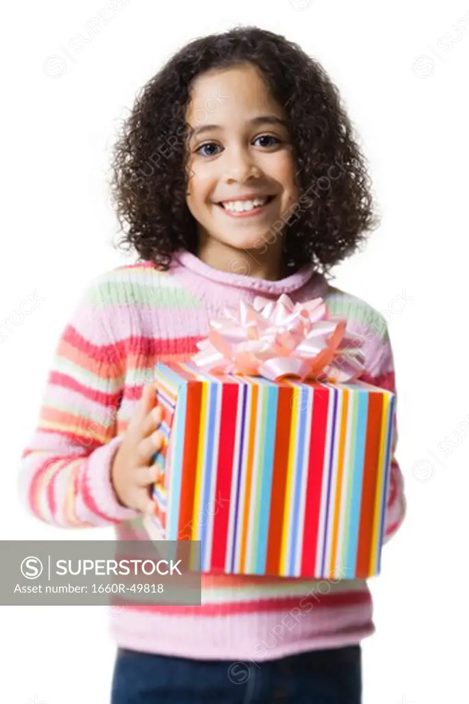 Girl posing with gift box