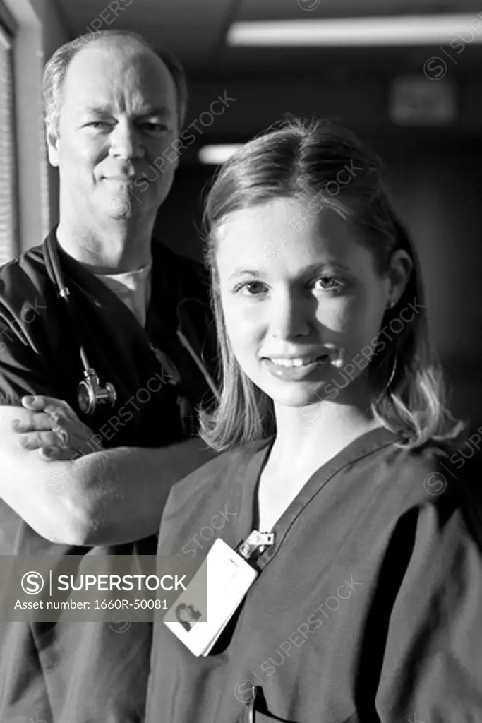 Hospital workers posing