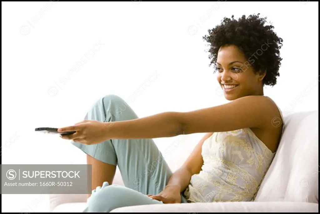 Woman with a remote control