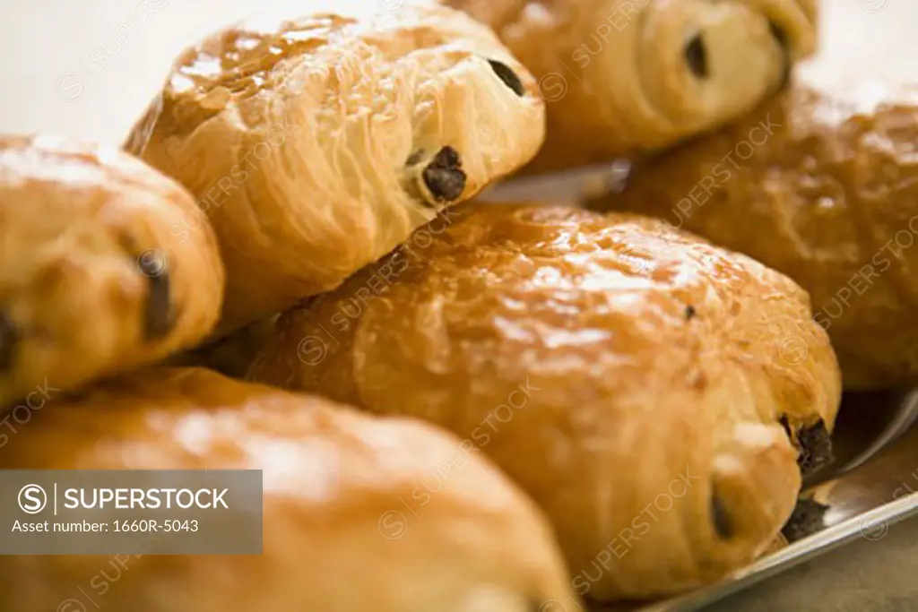 Close-up of a chocolate croissants