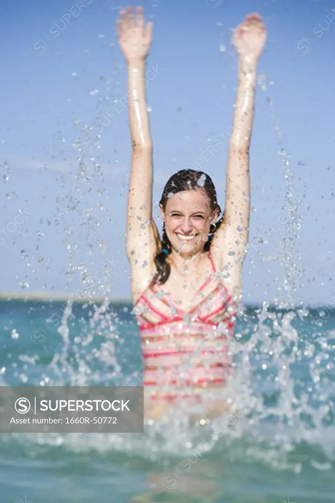 Woman posing in water