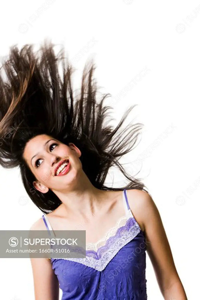 Woman tossing hair