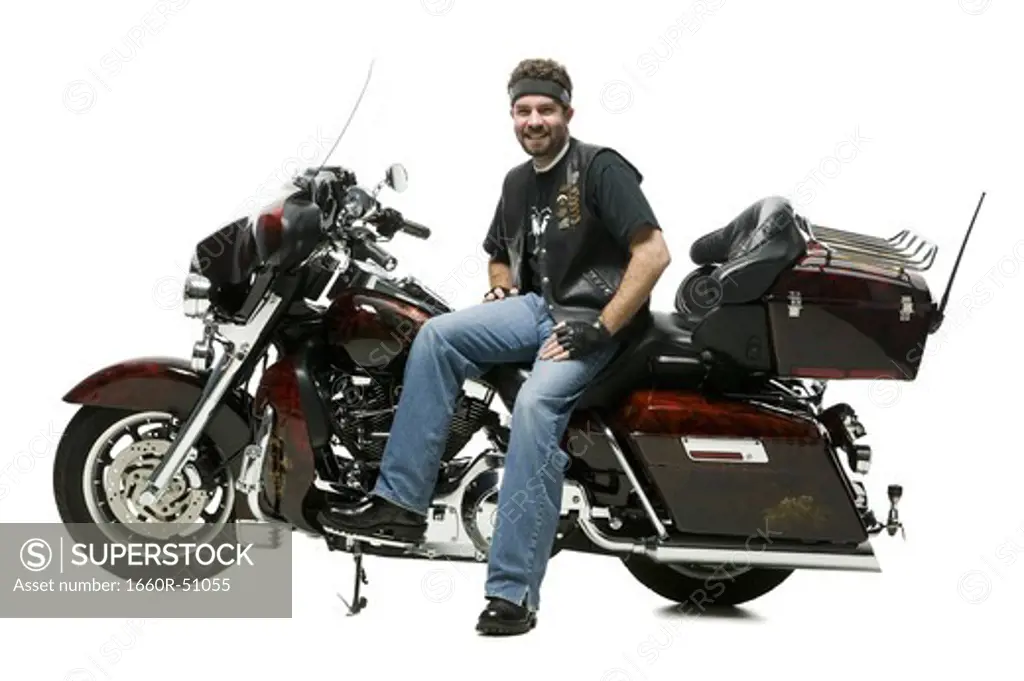Man posing on motorcycle