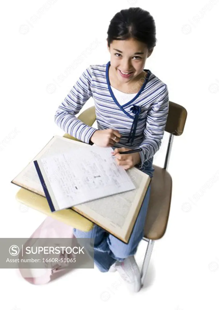 Schoolgirl at desk