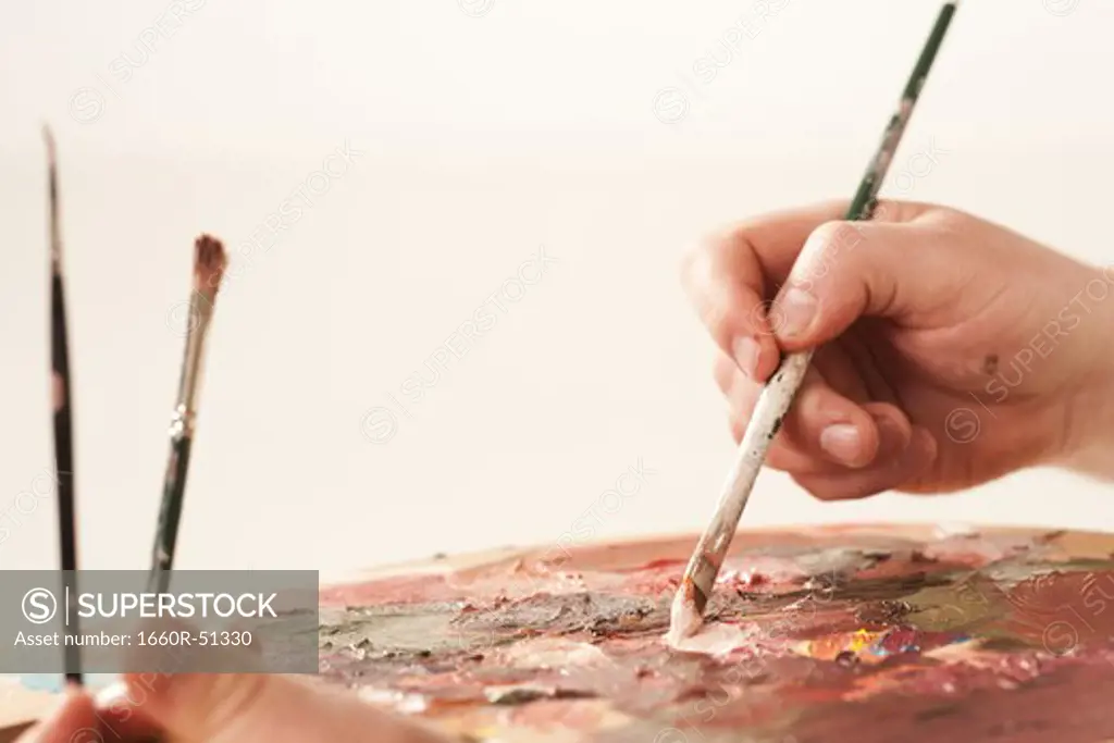 Paint palette and brushes