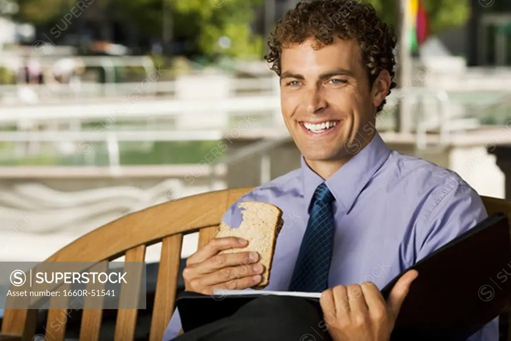 Businessman on park bench