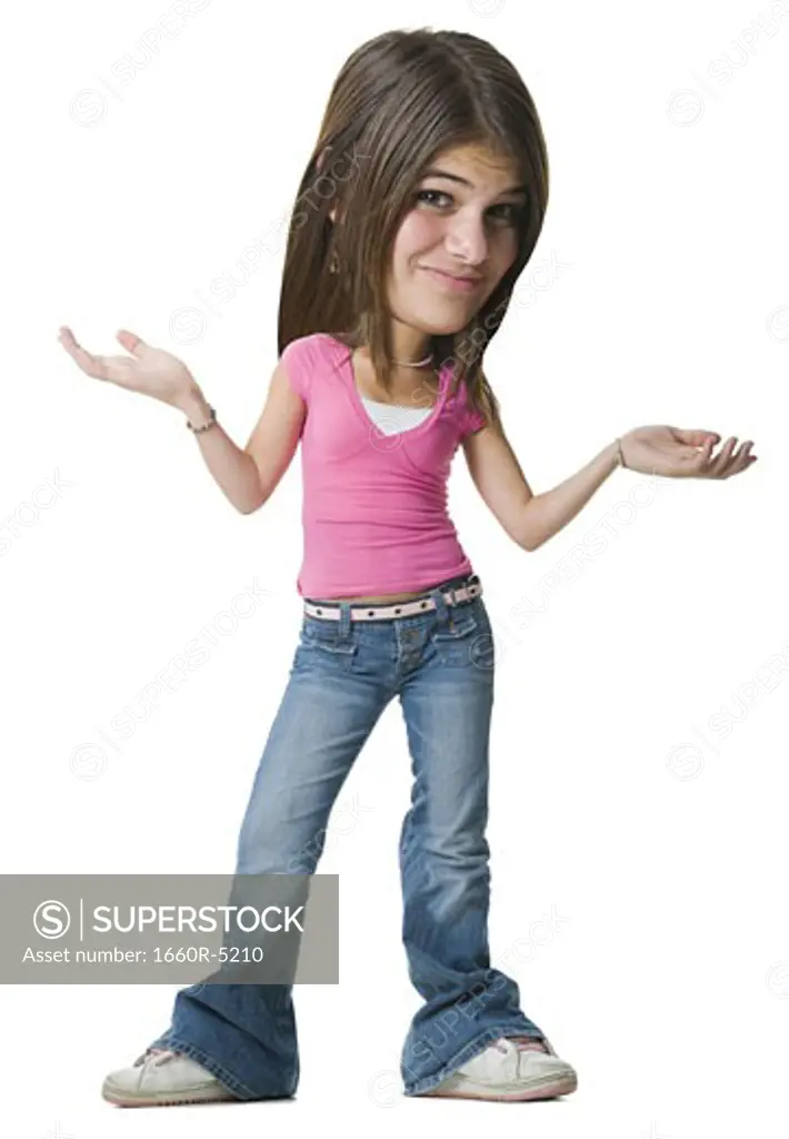 Portrait of a teenage girl shrugging