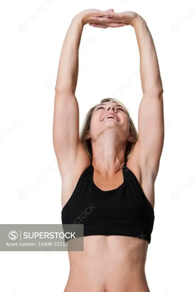 Woman stretching arms
