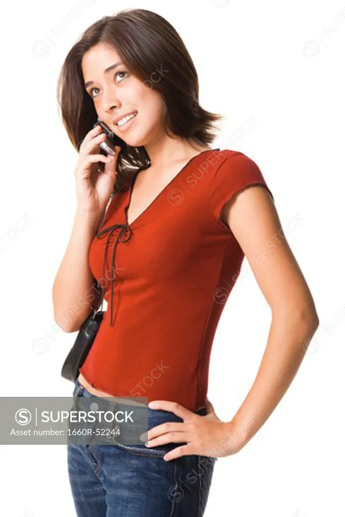 Woman holding a cellular phone