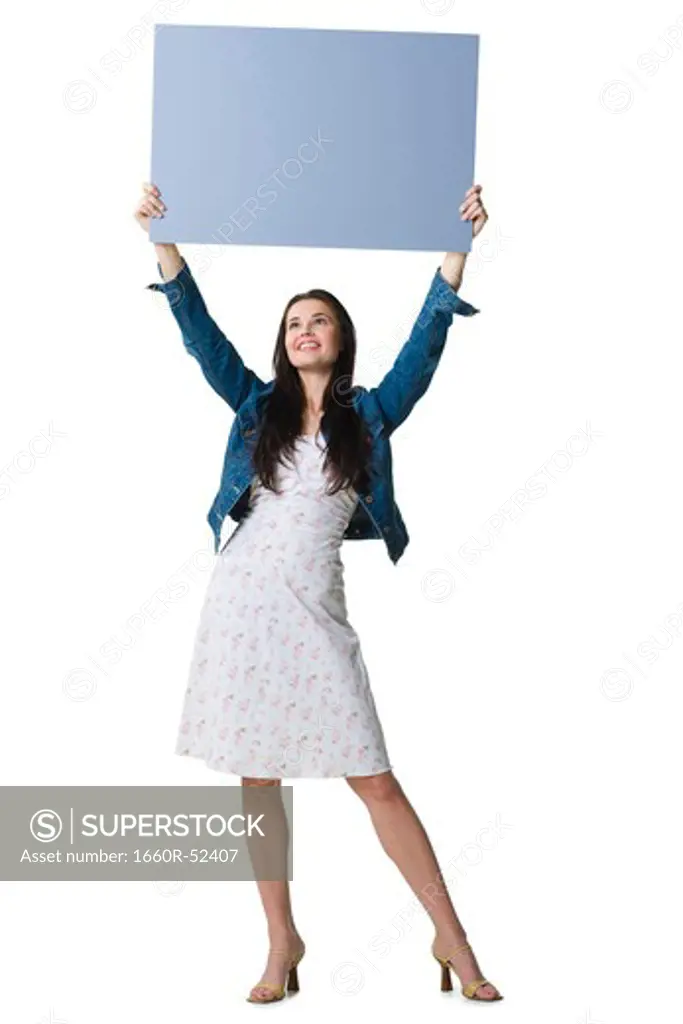 Teenage girl with blank sign