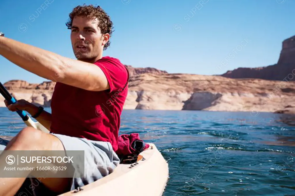 Man rowing in a boat