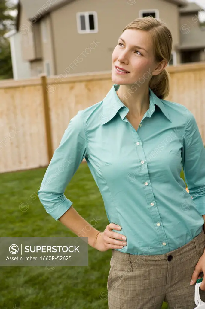 Woman outside on a lawn