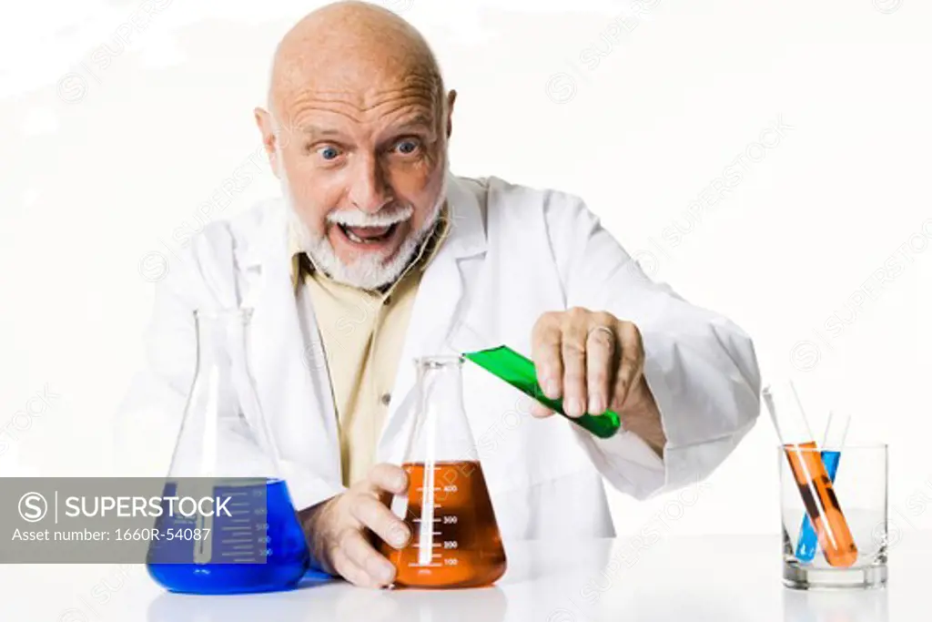 Scientist  with chemicals