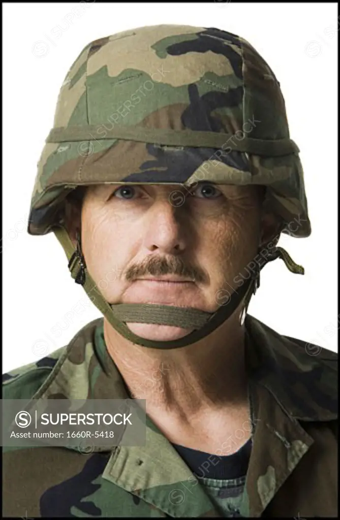 Portrait of a male soldier in a military uniform