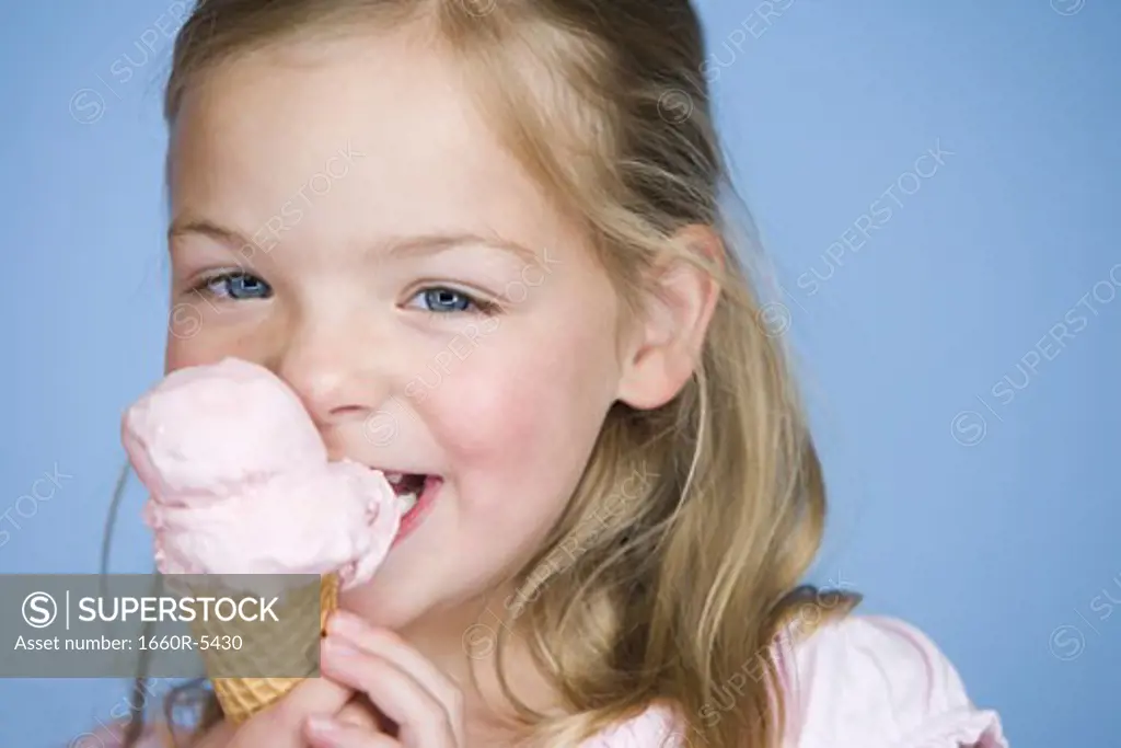 Portrait of a girl eating ice-cream