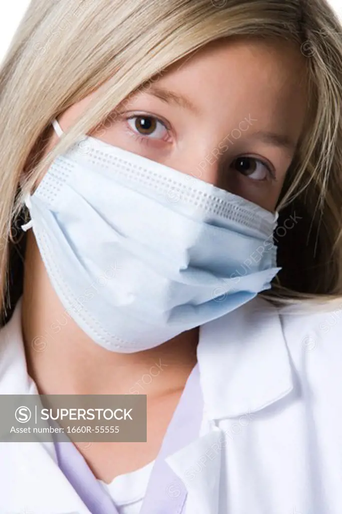 Closeup of girl with surgical mask