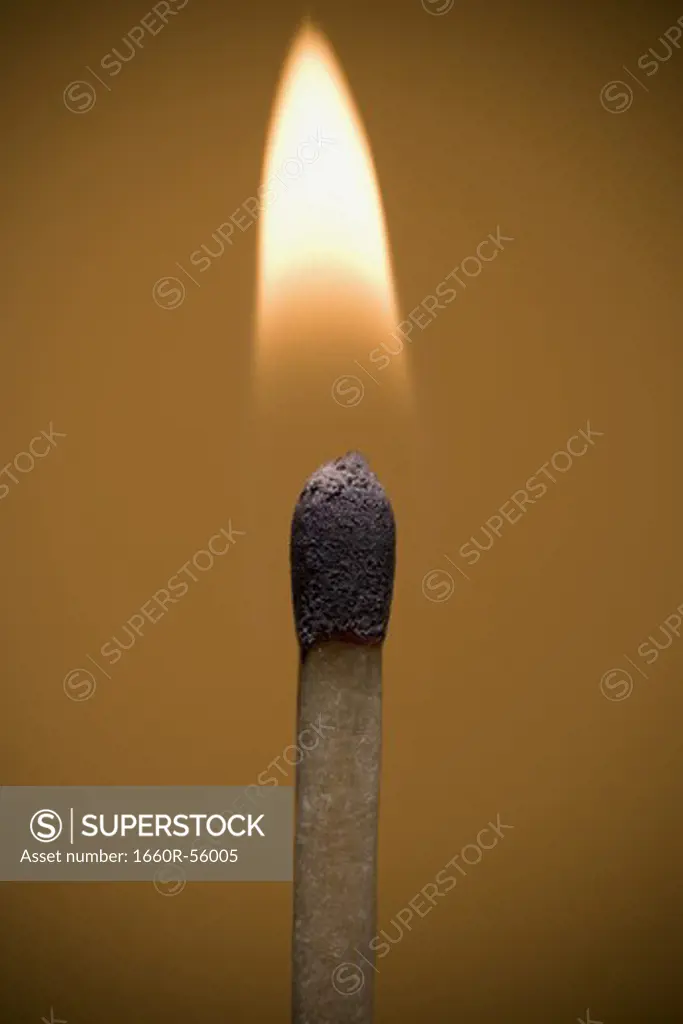 Closeup of burning match