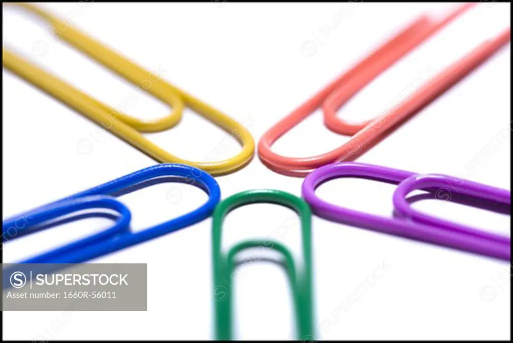 Multi coloured paperclips attached