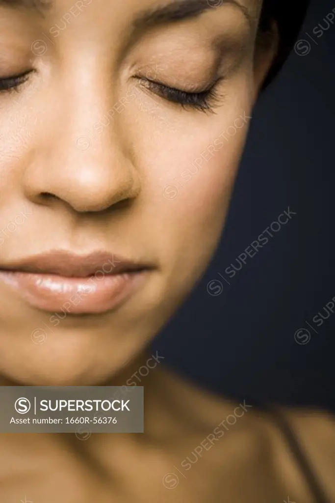 Closeup of woman with closed eyes