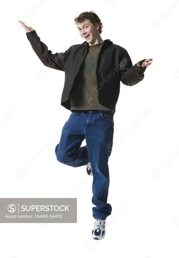 Teenage boy jumping