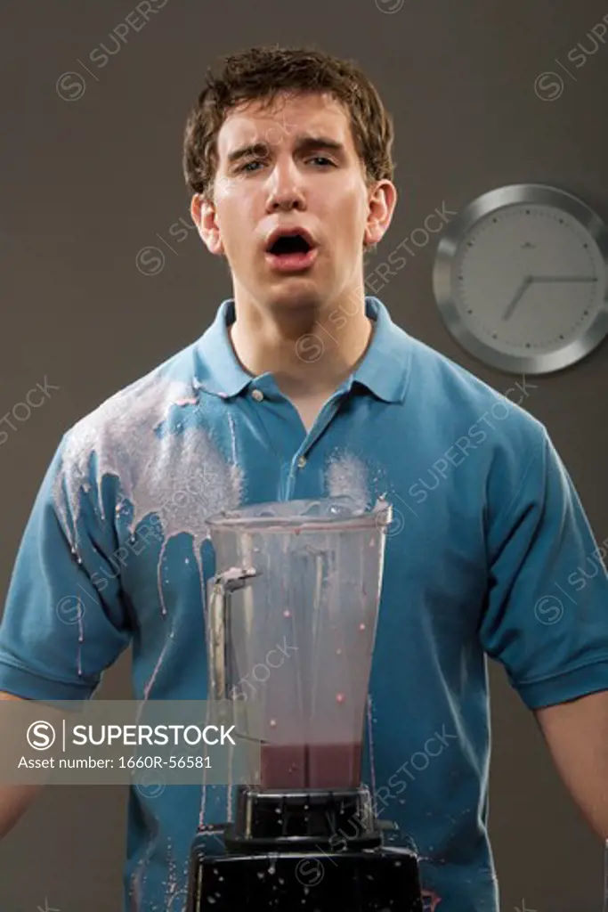 Man with a blender explosion