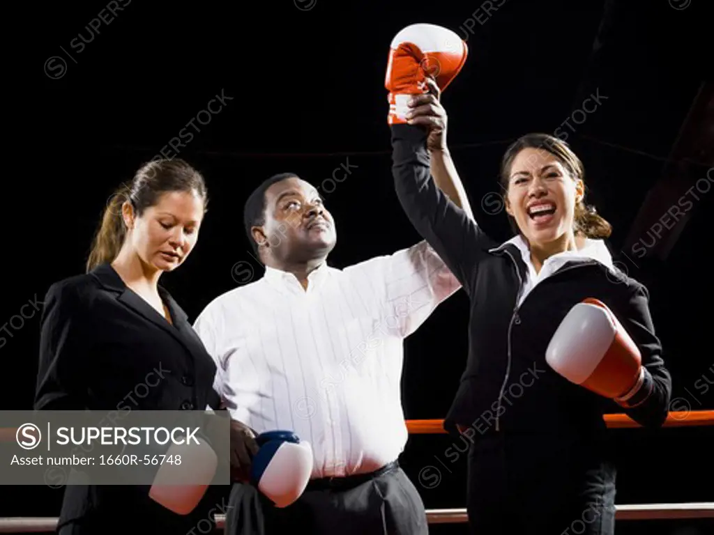 Businesswomen boxing