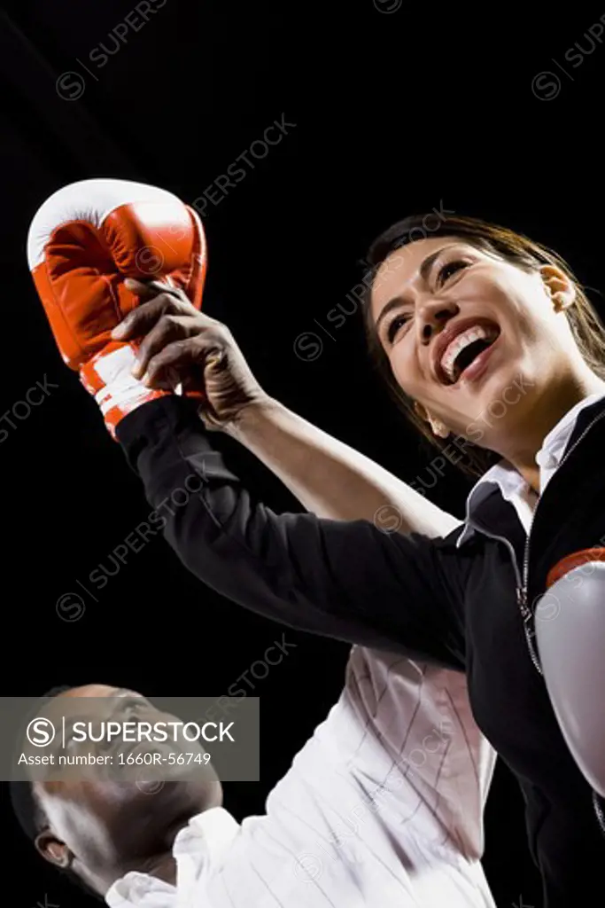 Businesswomen boxing