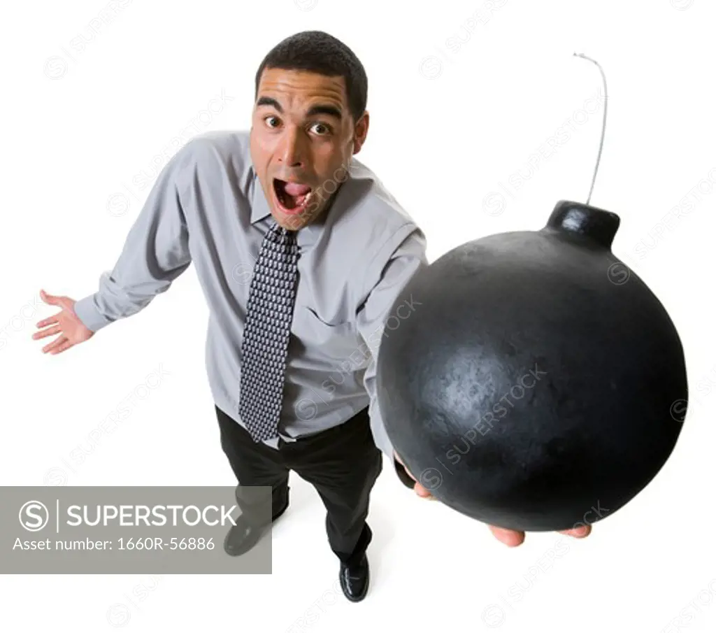 Man holding a cannonball