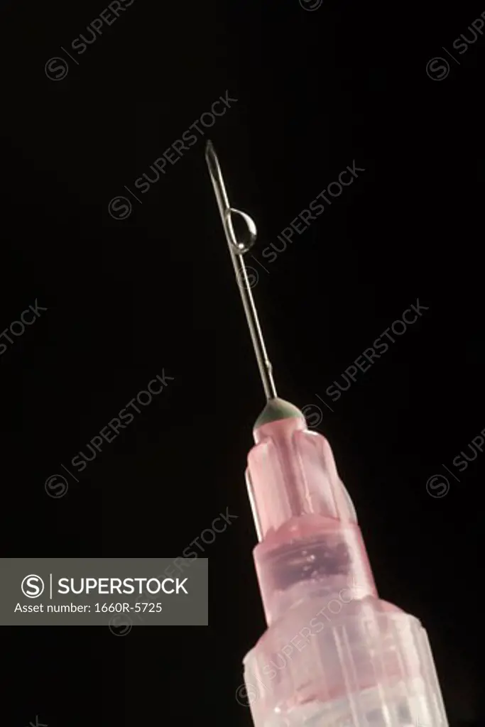 Close-up of the needle on a syringe
