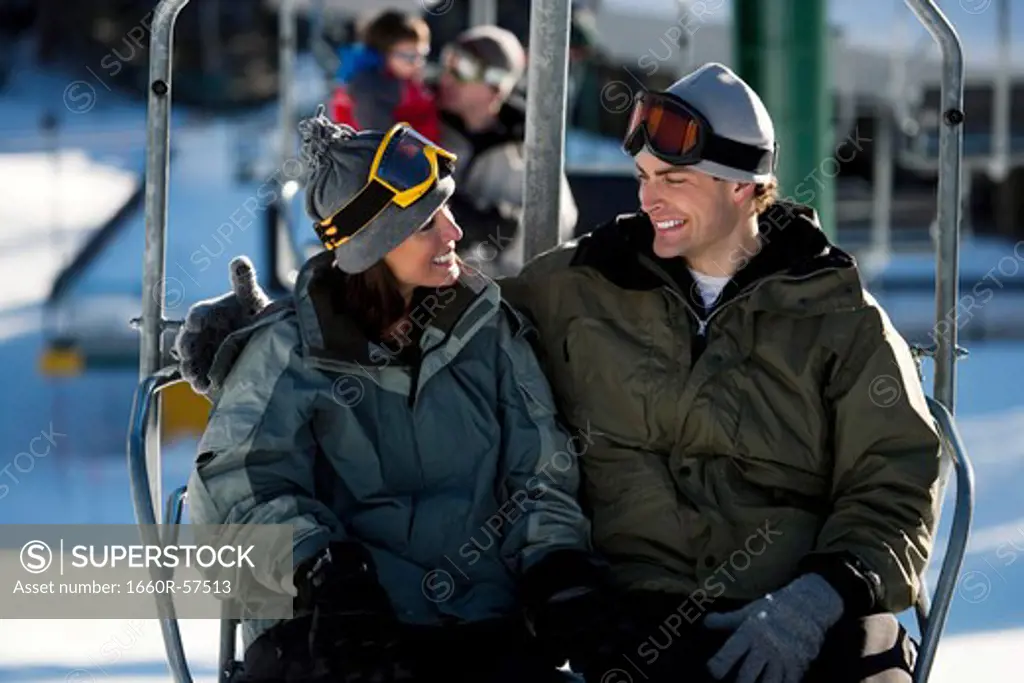 A couple on a chairlift