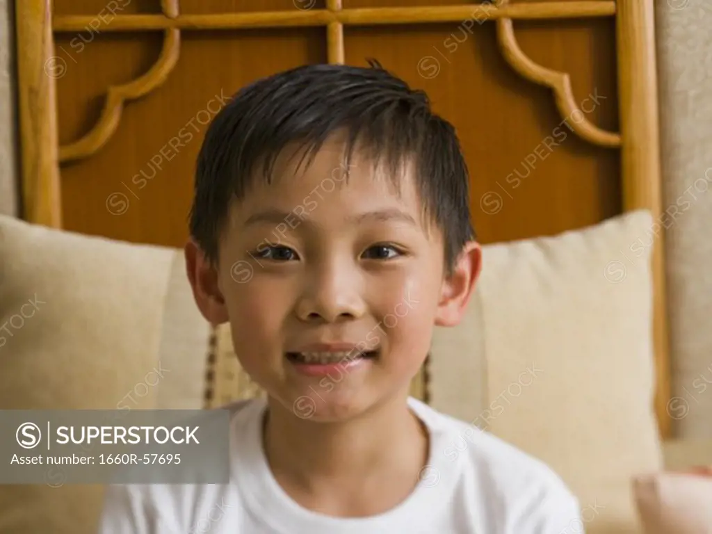 Closeup of boy smiling