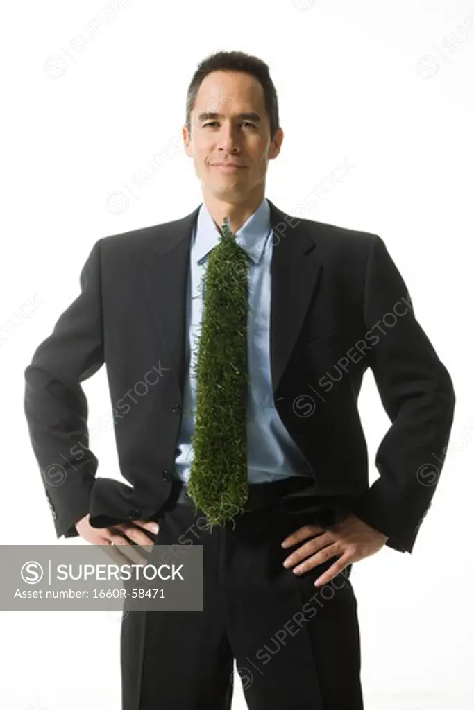businessman with a tie made of grass