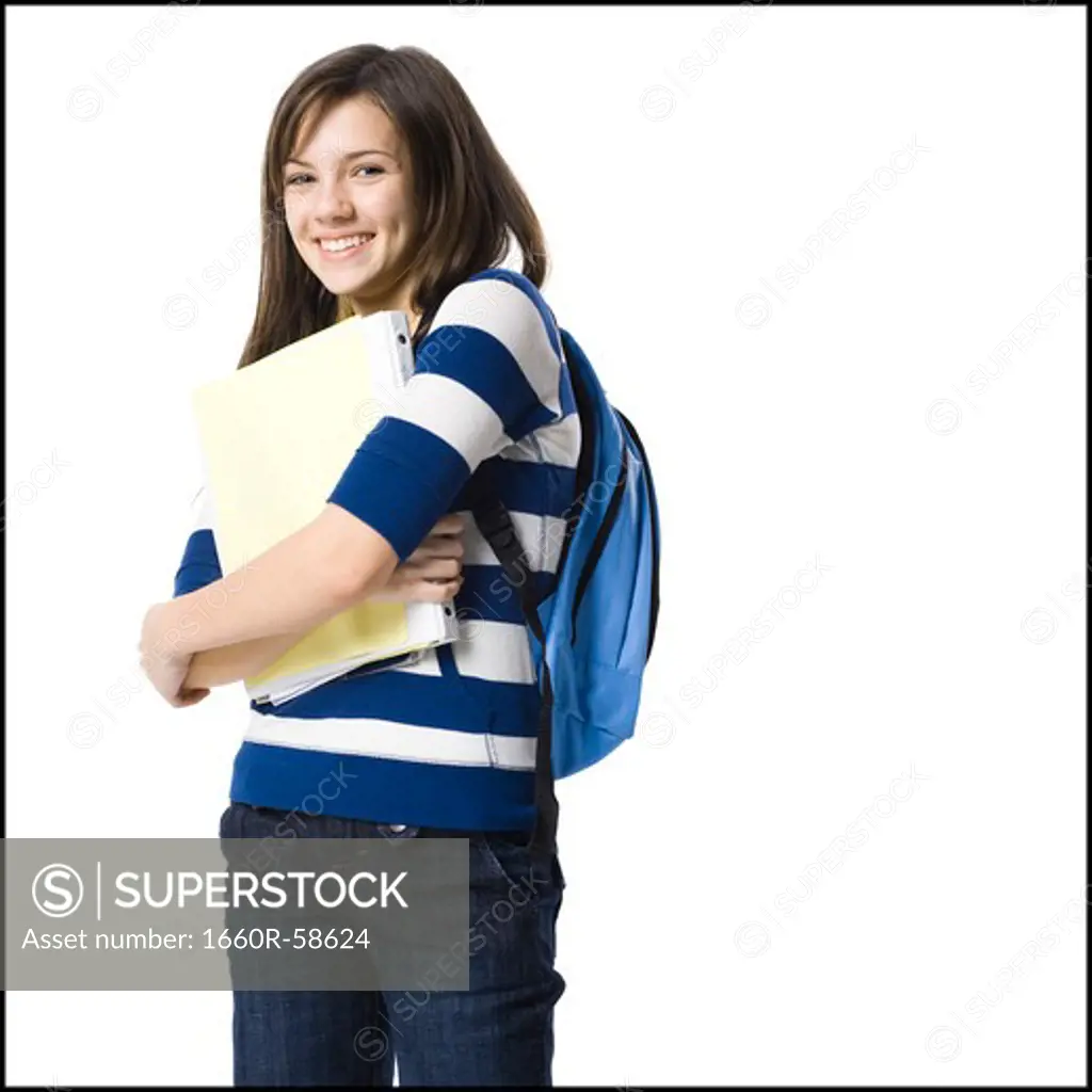 young woman with a backpack