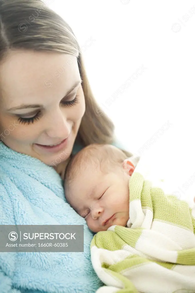 USA, Utah, Provo, Mother embracing baby boy (0-1 months)