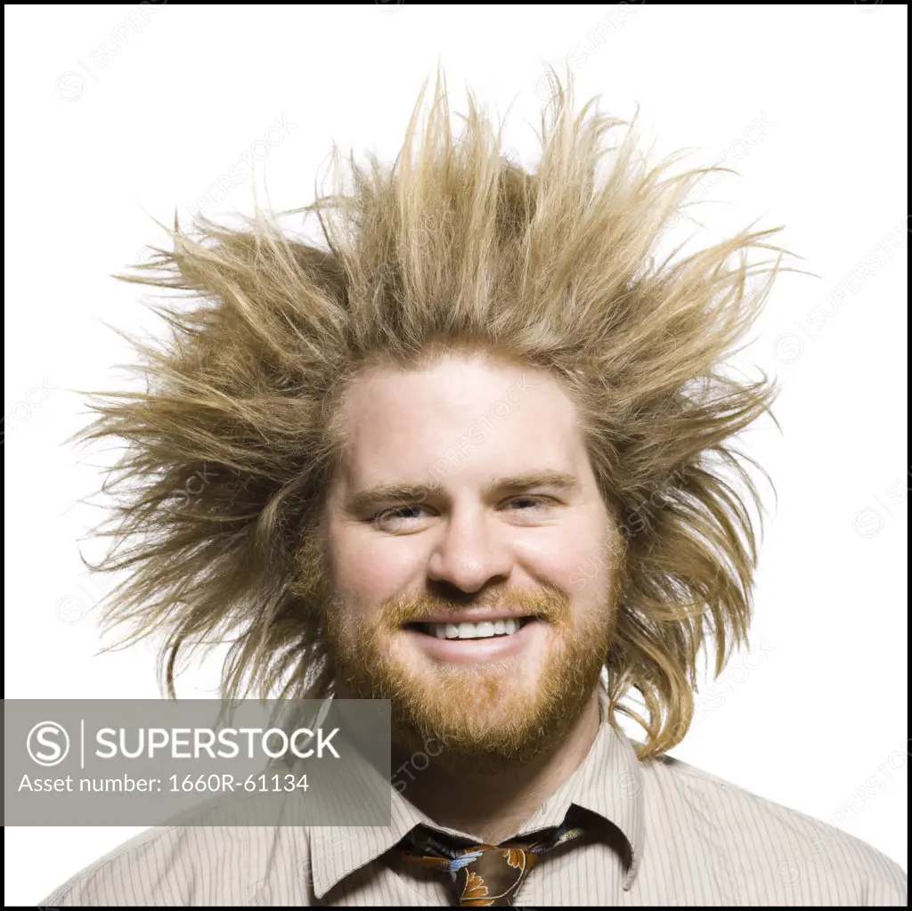 man with wild hair