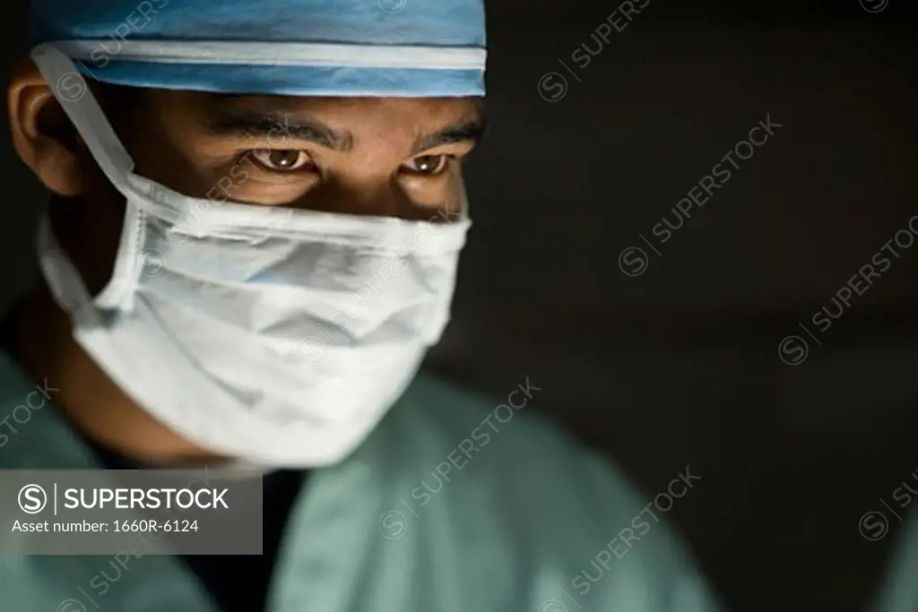 Close-up of a male doctor in an operating room